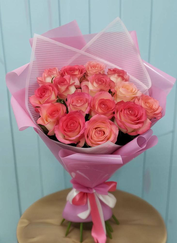 Букет 15 Розовых роз Равель в Царево