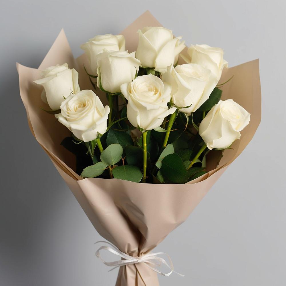 Букет 9 Белых роз Эдлесс Лав в Царево