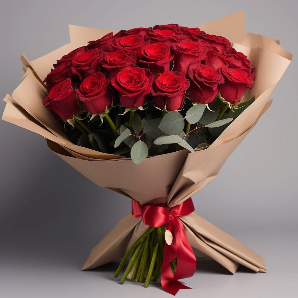Букет 25 Красных роз Лотус в Царево