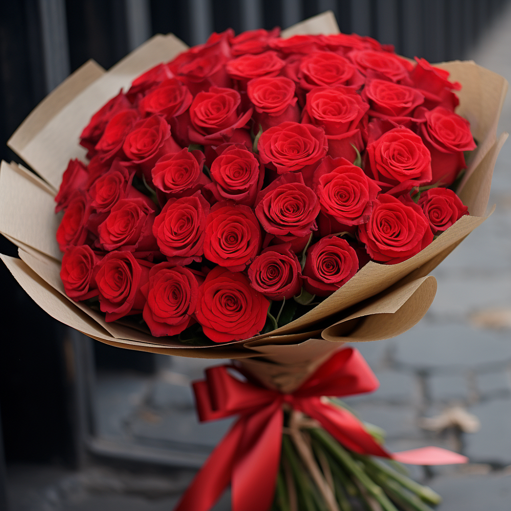 Букет 51 Красная роза Эдлесс Лав в Царево