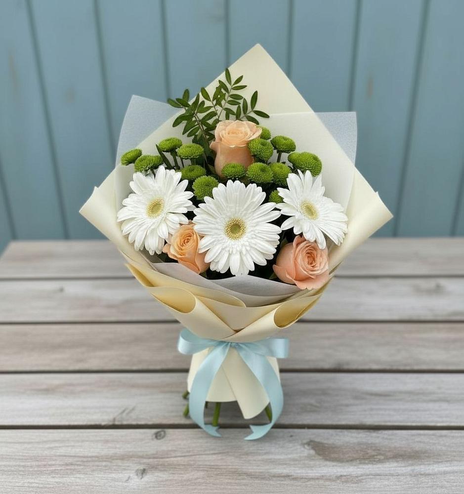 Букет цветов из: Герберы, Розы и Хризантемы в Царево