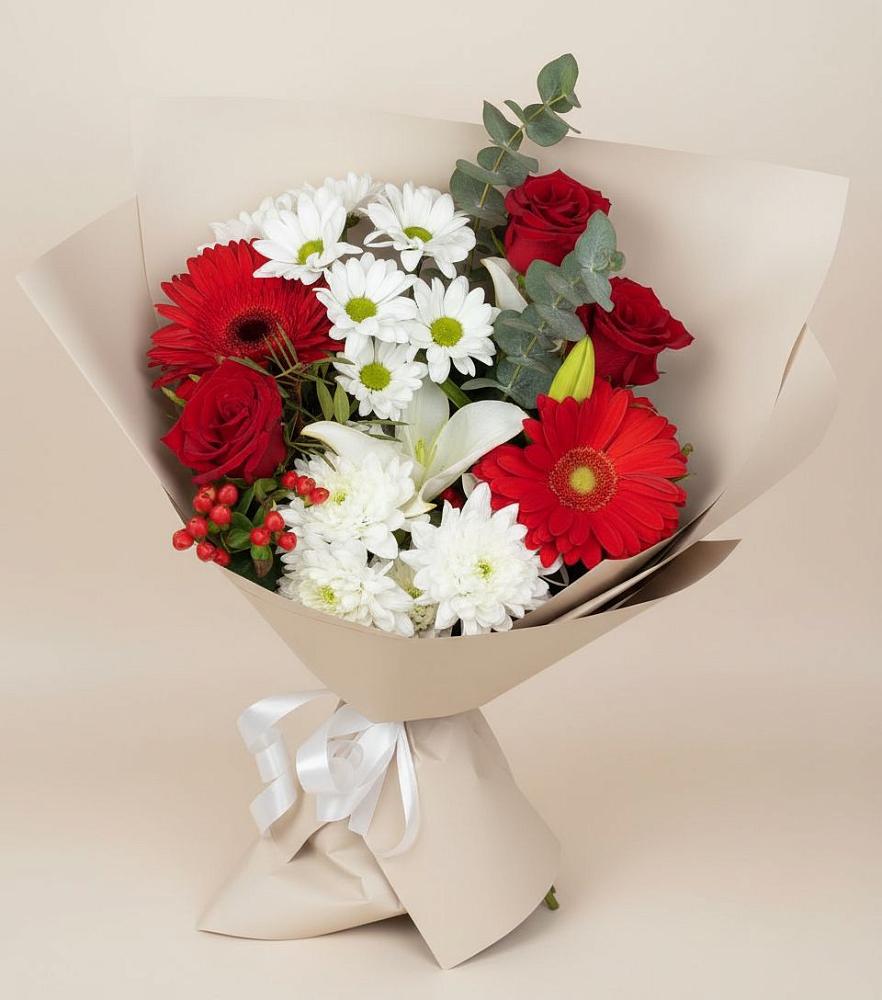 Букет цветов из: Розы, Хризантемы, Герберы и Лилии в Царево