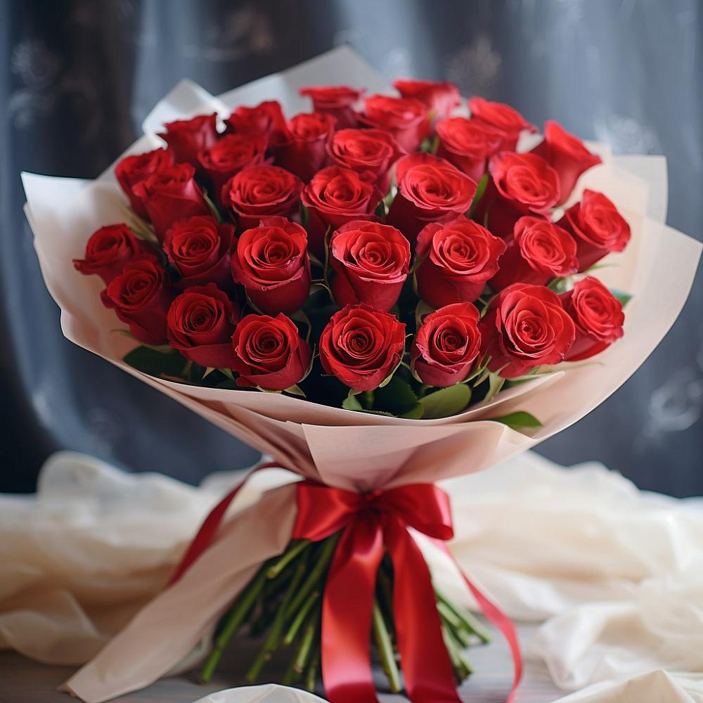 Букет 31 Красная роз Эдлесс Лав в Царево