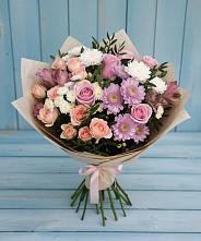 Букет цветов из:  Хризантемы, Розы и Альстромерии в Царево