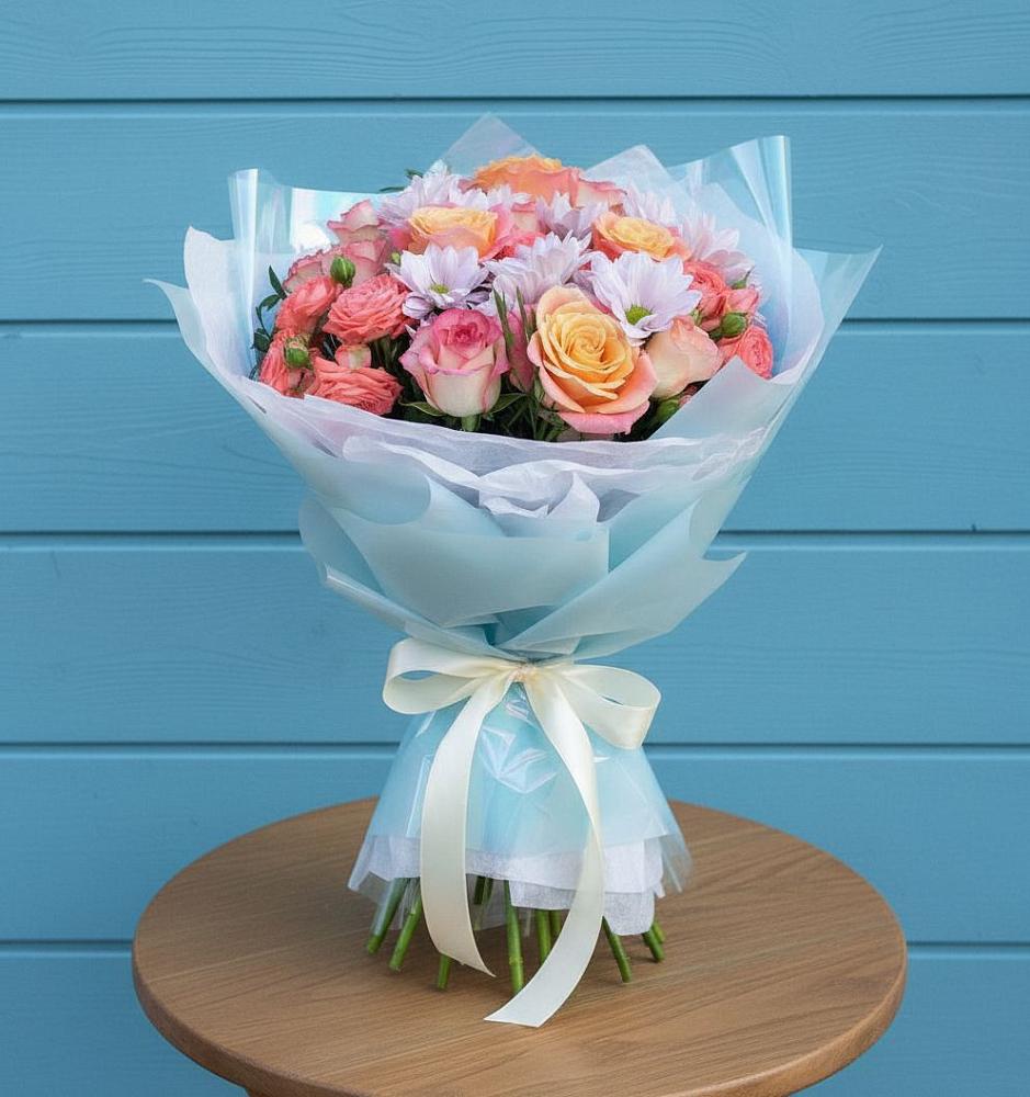 Букет цветов из: Хризантемы и Розы в Царево